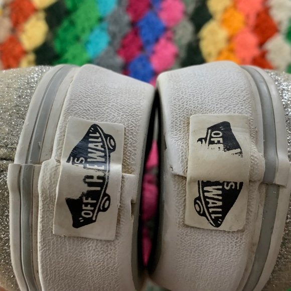 Vans Authentic Metallic Silver Glitter Lace Up Flat Skate Sneaker Waffle… - Picture 7 of 11